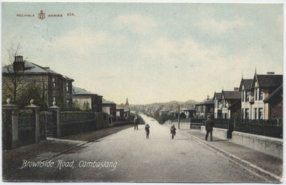 Brownside Road circa 1900, Calder Drive is on the right

and West Coates School Spire seen on the left - Card Postmarked 1907 - Reliable Series No 676