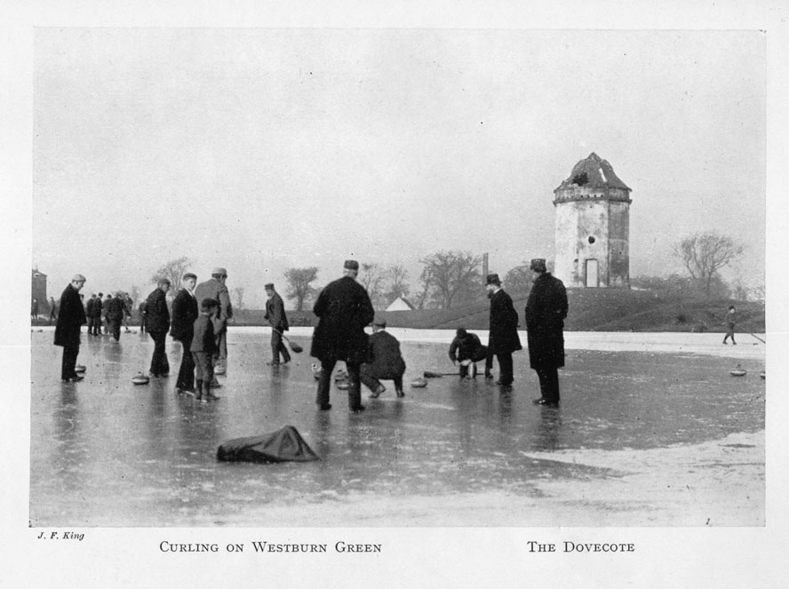 Curling at the Dovecote circa 1880

Now the centre piece of the Cambuslang Golf Club