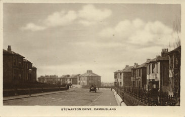 Stewarton Drive showing juction of Douglas Drive - Card dated 1928 - Published by Wm. Love, Wholesale Stationer, Glasgow.