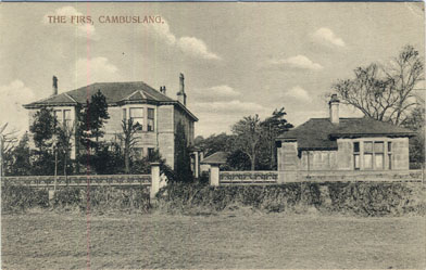'The Firs' is situated at 143 Brownside Road, and shows the stables at the rear and the coachman's house on the right. The field in the foreground is now occupied by Brownside Mews - Photo Circa 1900 - Card dated 1910 - PS 22529
