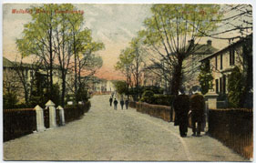 Wellshot Drive circa cira 1900, The white gate posts on the left is the entrance to No.34 and remain the same today.

The 3rd house on the right stands at the junction of Prospect Avenue. Card Postmarked 1904 - Reliable Series No 237