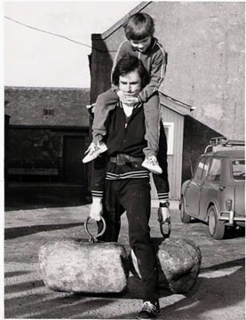Jim Splaine with son Jim on his shoulders - Potarch - 1975 